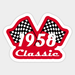 1958 Classic Checkered Race Flags Birthday Gift Sticker